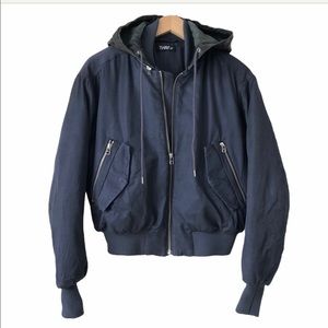 Aritzia TNA Oversized Bomber Jacket Leather Hoodie